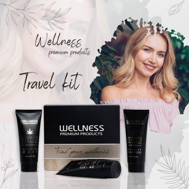 Set de viaje WELLPLEX Acondicionador 50 ml Champú 50 ml Mascarilla 50 ml